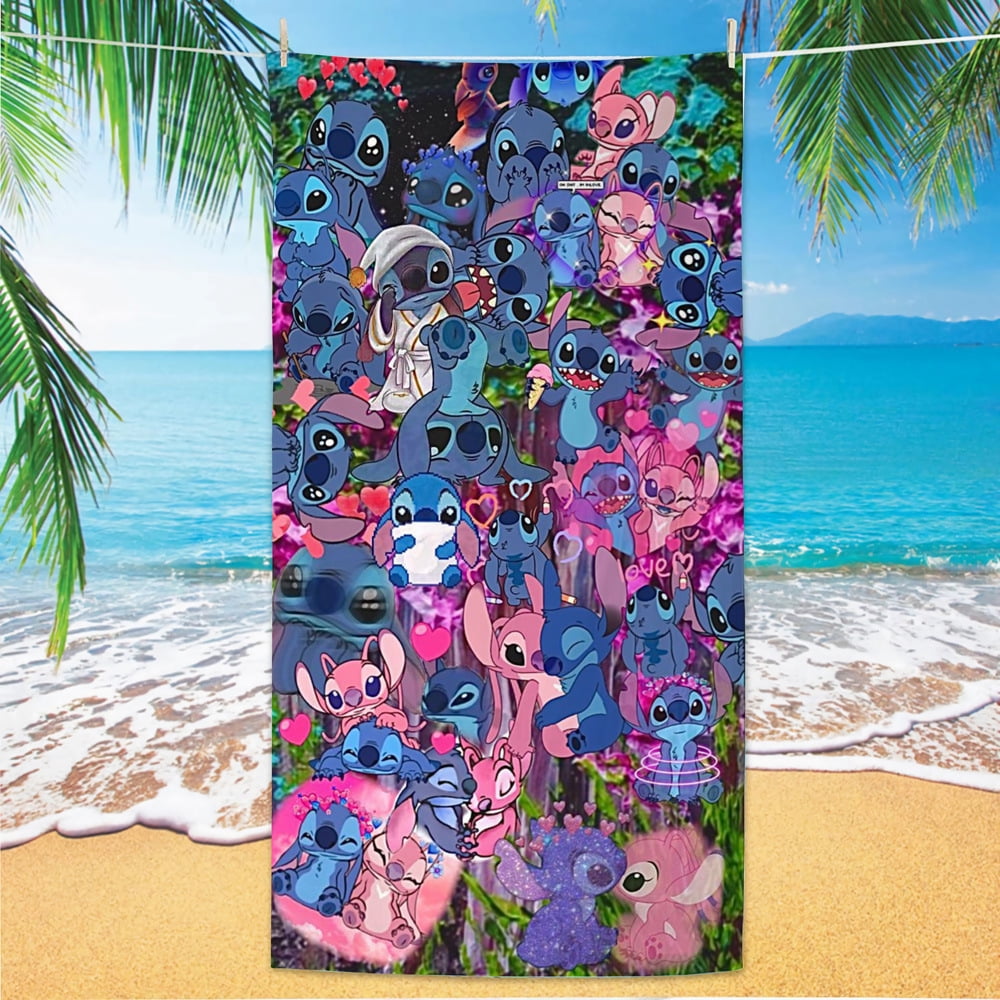 Cartoon Anime Stitch Printed Beach Towel Children's Microfiber Quick