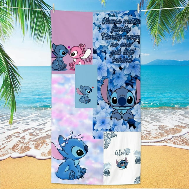 Cartoon Anime Stitch Printed Beach Towel Children's Microfiber Quick