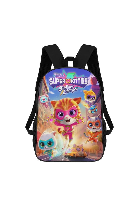 Cartoon Anime Super KittiesBackpack for Women, Men, Unisex 17 Inch Schoolbag Backpack Rucksack Large Capacity Shoulder Bag Travel Bags Students Bookbag
