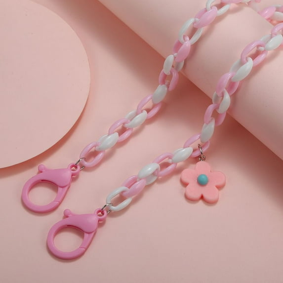 Cartoon Anti-lost Rope Eyeglasses Lanyard Acrylic Flower Mask Storage Artifact Glasses Chain Acrylic Mask Lanyard PINK