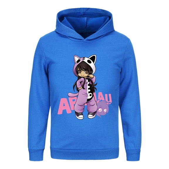 Cartoon Aphmaus Hoodie Sweatshirts for Girls Soft Long Sleeves Pullover Shirt Stylish Cotton Outerwear Anime Gift Size 4-13 Years