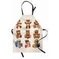 thumbnail image 1 of Cartoon Apron Set of Cute Happy Teddy Bears with Funny Different Faces Nostalgic Kids Design, Unisex Kitchen Bib Apron with Adjustable Neck for Cooking Baking Gardening, Chocolate Cream, by Ambesonne, 1 of 3