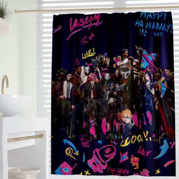 Cartoon For Arcane Themed For Season Shower Curtain for Bathroom Decor,Durable Waterproof Polyester Fabric,72x72 Inch with 12 Pack Hooks Washable Curtain Set