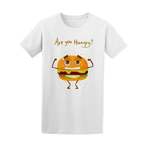 Cartoon Are You Hungry Burger T-Shirt Men -Image by Shutterstock, Male 3X-Large