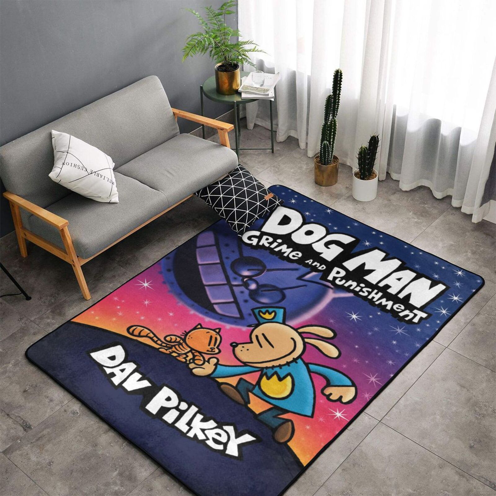 Cartoon Area Rug Cartoon Dog Man Living Room Carpet Bedroom Rug Flannel ...