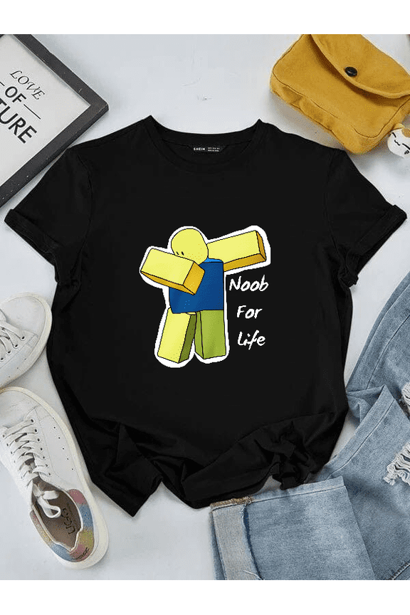 Cartoon Art Noob For Life Dab Drawing Funny Gamer Graphic Print Art Unisex T-Shirt V16316 ,up to size 5XL