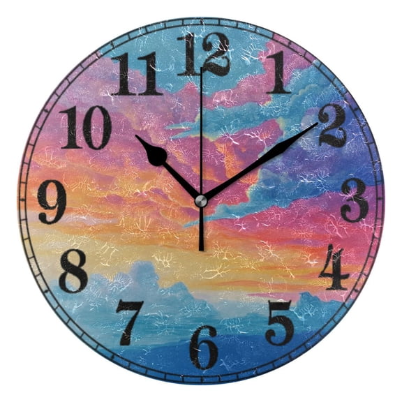 Cartoon Art Sky Silent Wall Clock 10" Non-Ticking Battery Clock