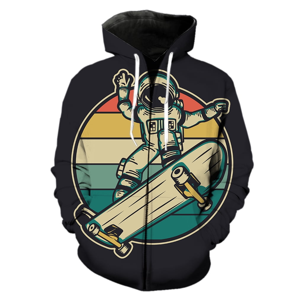 Cartoon Astronaut Men's Zipper Hoodie Spring Sweatshirts Fashion Cool ...