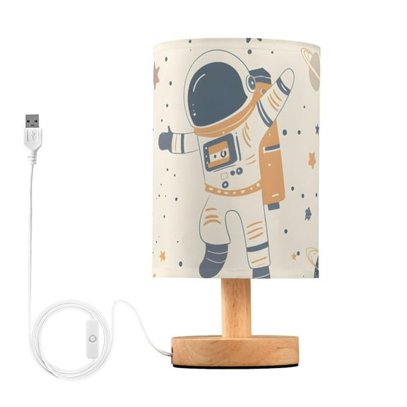 Cartoon Astronauts Floating Planets Stars Table Lamp with USB Port LED Warm Light Lamp Night Light Home Decor