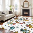 thumbnail image 1 of Cartoon Astronauts Large Area Rugs 6x9 ft Cute Rockets Watercolor Planet Graffiti Stars Washable Rug Non Slip Indoor Carpet Absorbent Floor Mat for Living Room Bedroom Dining Room, 1 of 9