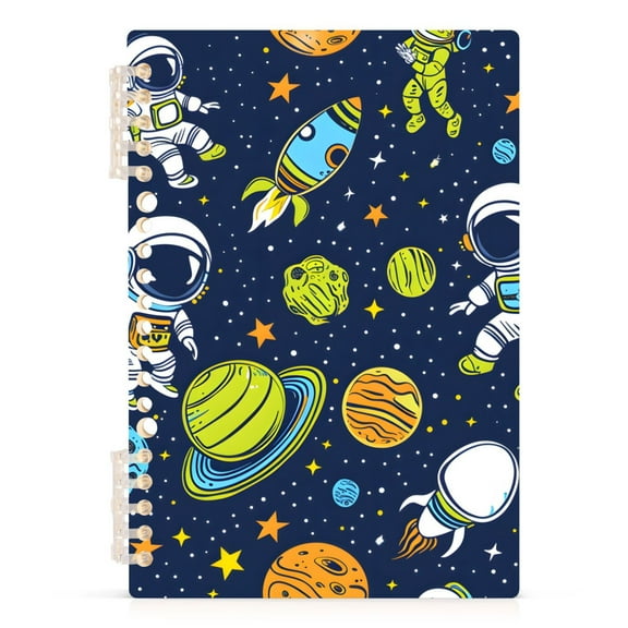 Cartoon Astronauts Space Universe Spiral Journal Notebook College Ruled Notebook 8.3" x 5.7" A5 Lined Thick Paper Page