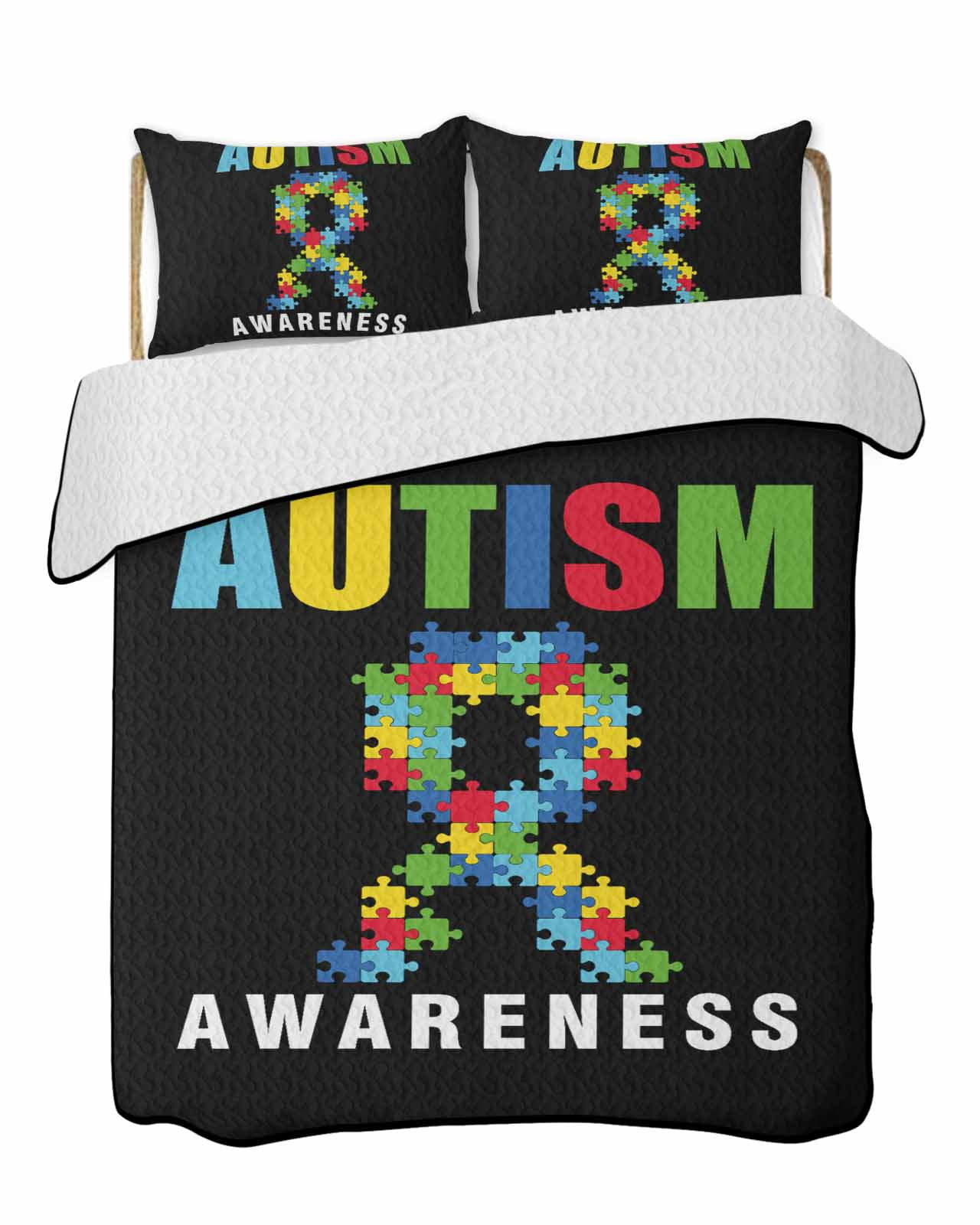 Cartoon Autism Summer Quilt Set Full Size,Soft Quilted Bedding Set with ...