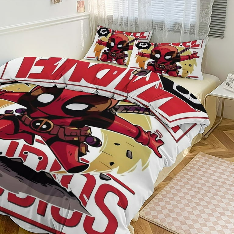 Cartoon Avengers Deadpool 3-Piece Bed Set Warm And Comfortable