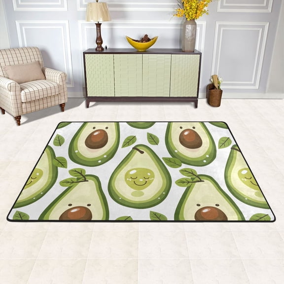 Cartoon Avocado Fruit Area Rug Washable 72 x 48 Floor Carpet Mat Non Slip for Bedroom Living Room Kids Room Home Decor