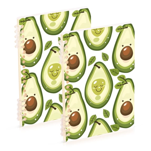Cartoon Avocado Fruit Ring Binder Notebook Journey Note Diary College Ruled Spiral Notebook Study Loose Leaf Paper A5 60 Pages
