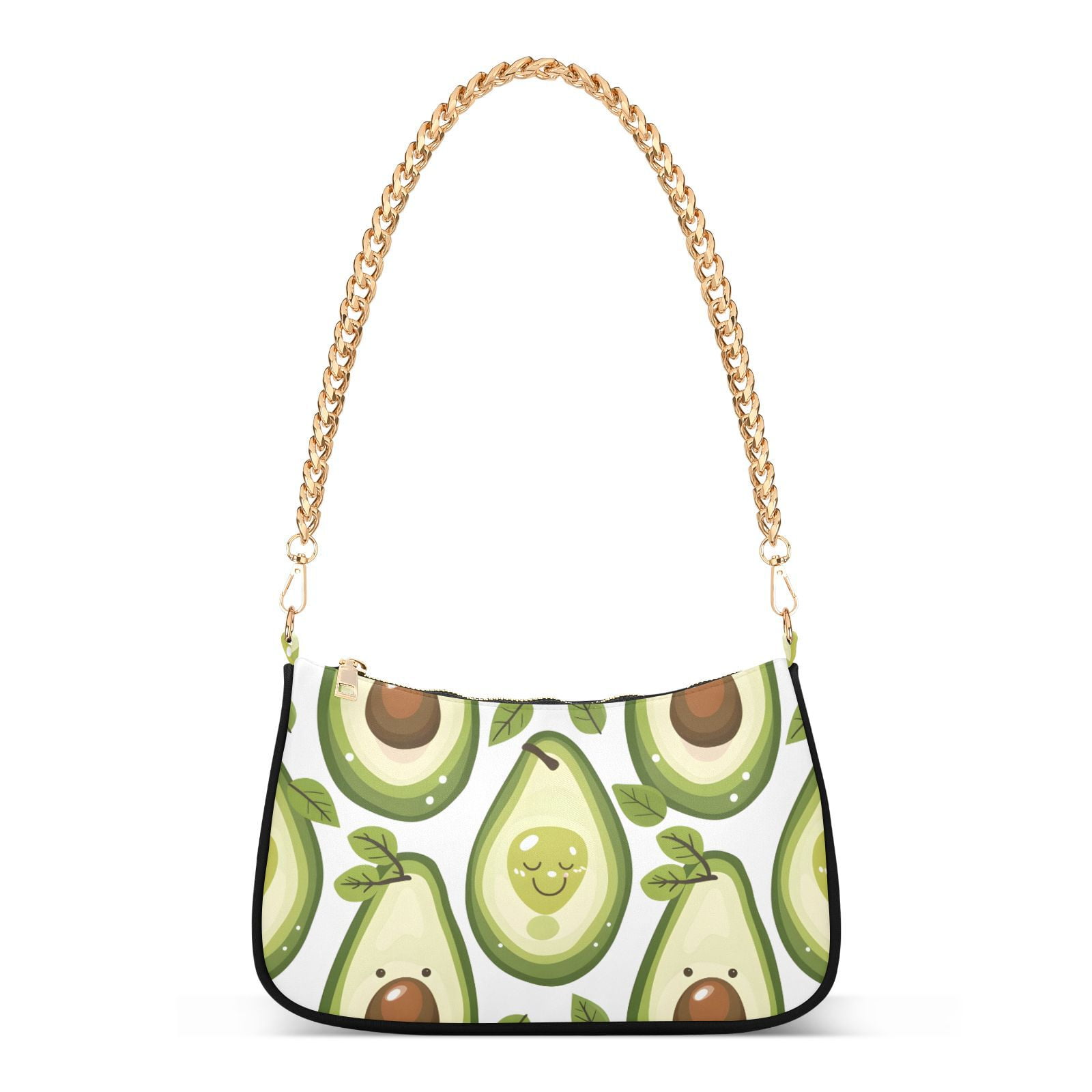 Cartoon Avocado FruitWomen Small Shoulder Bag Crossbody Tote Hobo Bags Purse Clutch Handbags with Chain Strap for Women