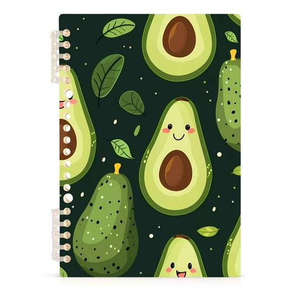 Cartoon Avocado Spiral Journal Notebook College Ruled Notebook 8.3" x 5.7" A5 Lined Thick Paper Page