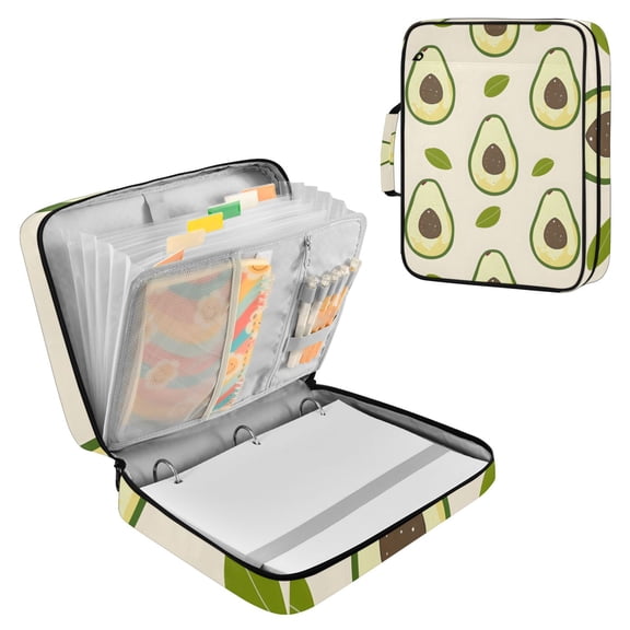 Cartoon Avocados Leaves Accordion File Organizer Expanding File Folder 3-Ring Binder Bag 500 Sheets A4 Size