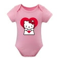 Cartoon Baby Boys Girls Hello Kitty Pink Short Sleeves Onesie Bodysuits