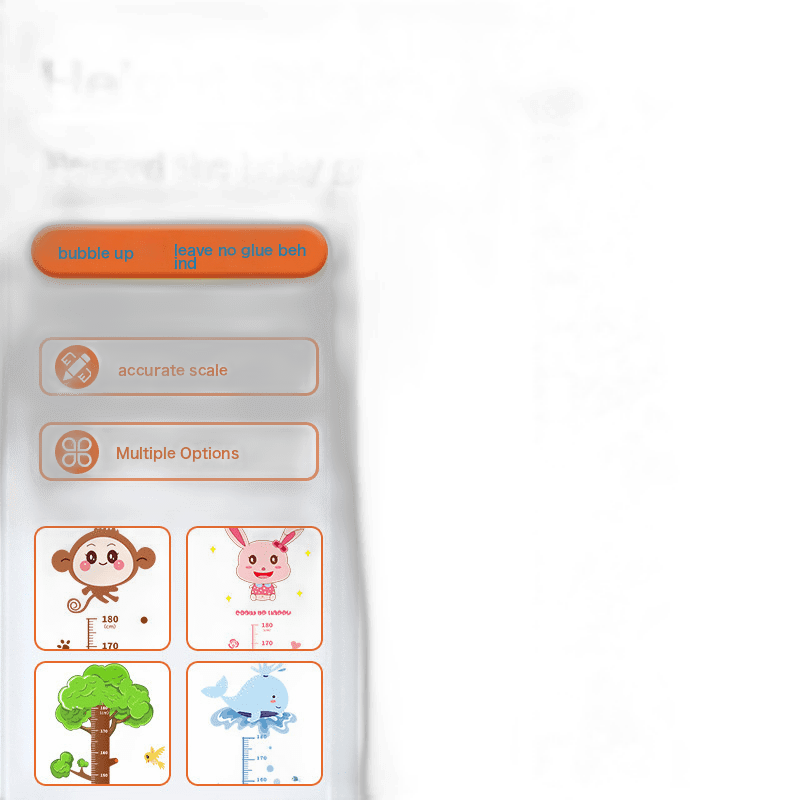 Cartoon Baby Height Stickers Measuring Height Ruler Wall Stickers