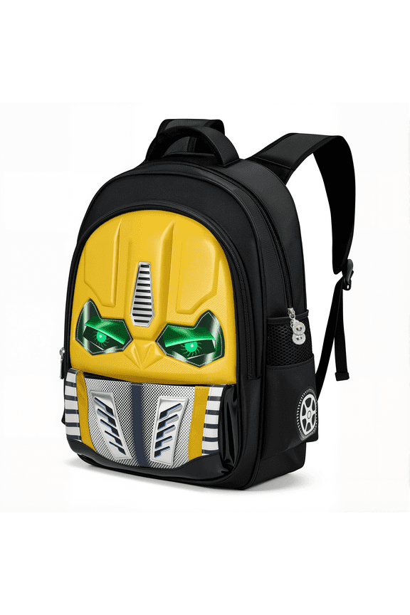 Cartoon Backpack Unisex 3D Mecha Cartoon, Durable Waterproof Backpack with Adjustable Straps & Interactive LED Light Up 16"
