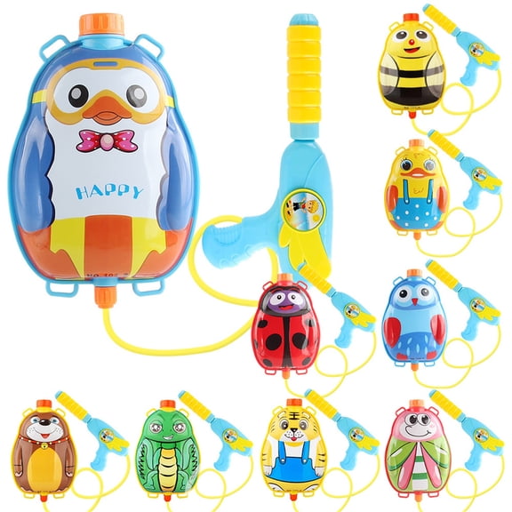 Cartoon Backpack Water Gun, Large Capacity Water Blaster with Adjustable Straps, Outdoor Summer Toy for Water Fights-A