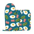 Cartoon Bacon Omelette Print Oven Mitts and Pot Holders Sets, Silicone