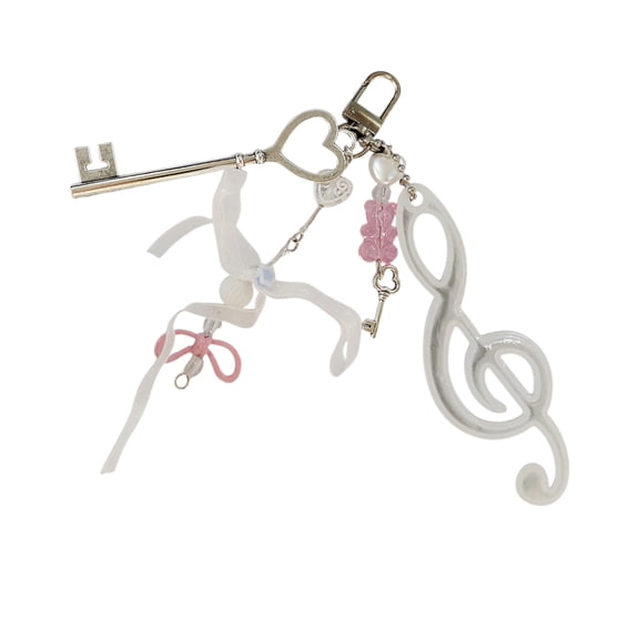 Cartoon Bag Accessory Creative Music Symbol Key Ornament Unique Bowknot Note Keychain for Expressing Musical Passion