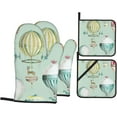 thumbnail image 1 of Cartoon Balloon Oven Mitts and Pot Holders Sets for Kitchen 4 Pcs 7"X11" Heat Resistant Baking Cooking, 1 of 6