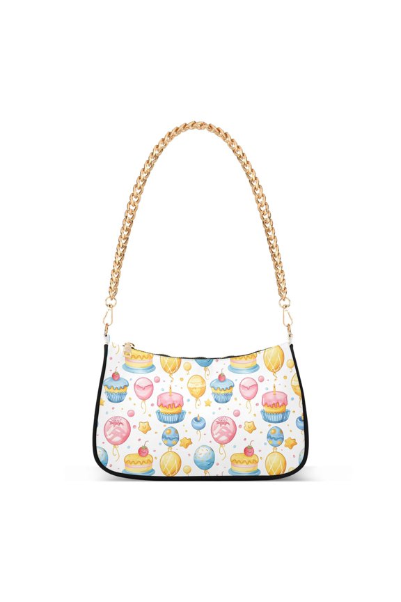 Cartoon Balloons Cakes Stars Women's Tote Bag Detachable Strap Chain Bag Lightweight Shoulder Purse