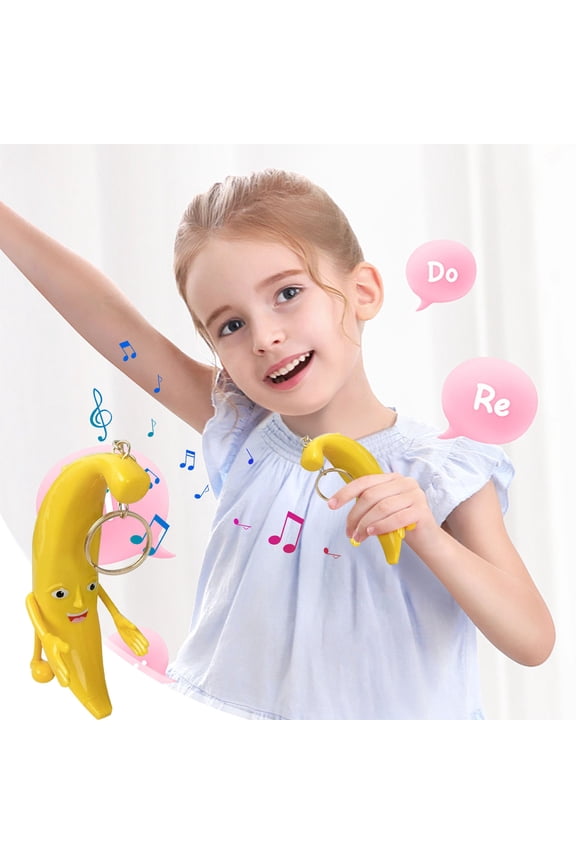 Cartoon Banana Keychain Singing Big Banana Keychain with Sound, Movable Joint, Fun Keyring Collectible Figure, Lightweight Cartoon Key Holder for Handbags Purses Backpacks