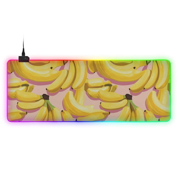 Cartoon Banana RGB Gaming Mouse Pad Large Keyboard Mat Rubber Base 13 Light Modes