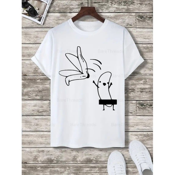 Cartoon Banana T-Shirt - Funny Food Graphic Tee , For Men/Women,Up to 5XL