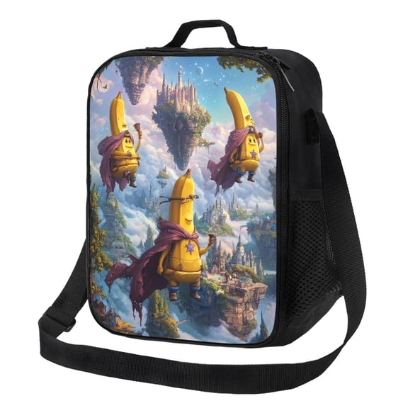 Cartoon Bananas Lunch Bag Reusable Lunch Box Insulated Tote Bag with Adjustable Shoulder Strap