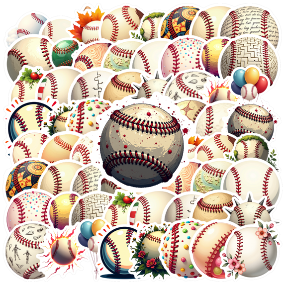 Cartoon Baseball Stickers Stickers, Waterproof Baseball Stickers Sticker for Water Bottle Laptop Phone Cases Planner Skateboard Luggage Helmet Party Favor Decor, Ideal for Adults Teens Teacher Rewards