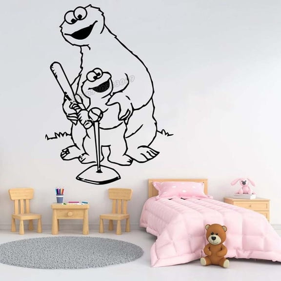 Cartoon Baseball Wall decal Pitcher Glove Baseball cap Rounders Hardball Sport Training Wall Sticker for Kids Room Decor 42x30cm