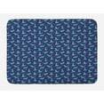 thumbnail image 1 of Cartoon Bath Mat, Little Dinosaur Doing Yoga Poses in Repetitive Pattern Art Print, Plush Bathroom Decor Mat with Non Slip Backing, 29.5" X 17.5", Indigo Turquoise and Rose, by Ambesonne, 1 of 2
