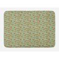 thumbnail image 1 of Cartoon Bath Mat, Pattern of Chinese Lion Dog Chow Chow Having Fun in Flowers Illustration, Plush Bathroom Decor Mat with Non Slip Backing, 29.5" X 17.5", Camel Pistachio Green, by Ambesonne, 1 of 2