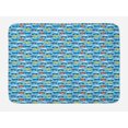 thumbnail image 1 of Cartoon Bath Mat, Puppy in Cars Traffic Jam Surfboard Beach Road, Plush Bathroom Decor Mat with Non Slip Backing, 29.5" X 17.5", Sea Blue Earth Yellow, by Ambesonne, 1 of 2