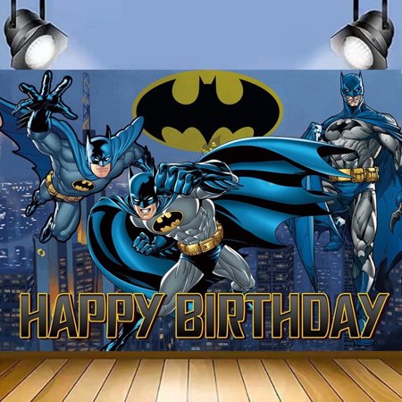 Cartoon Dark Knight Birthday Backdrop Banner Party Supplies Happy Birthday Party Decorations 35''×30''