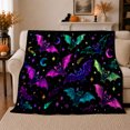 thumbnail image 1 of Cartoon Bats Neon Moons Stars Magical Space Scene, Cozy Friendship Quote Scene, Warm Flannel Blanket for Living Room and Reading Nook, Art Lovers Friendship Gift, Fantasy Home Decor, 1 of 9