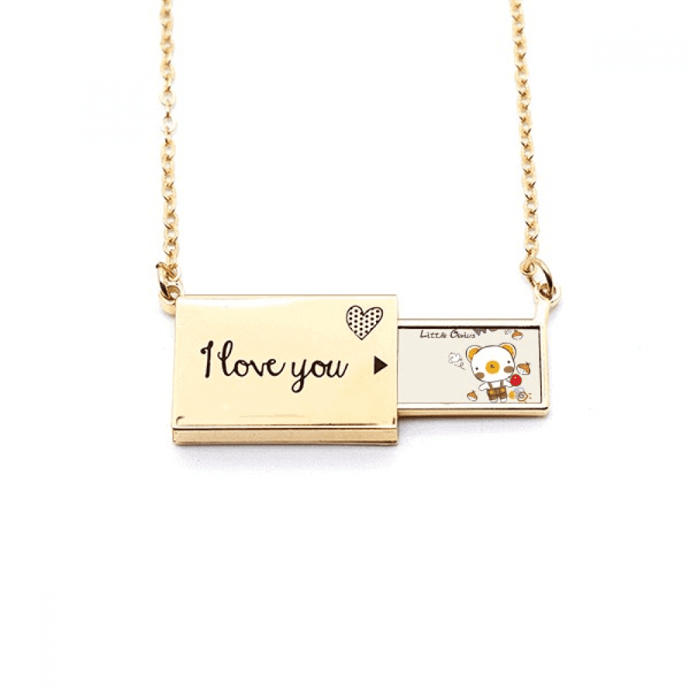 Cartoon Bear Animal Fruit Letter Envelope Necklace Pendant Jewelry ...