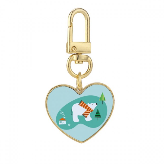 Cartoon Bear Animal Gold Heart Keychain Metal Keyring Holder