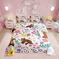 thumbnail image 1 of Cartoon Bear Comforter Bedding Sets Farm Style Bear Flower Duvet Insert Farmhouse Pink Cute Animal Down Comforter 2pcs,Reversible Pink, 1 of 6