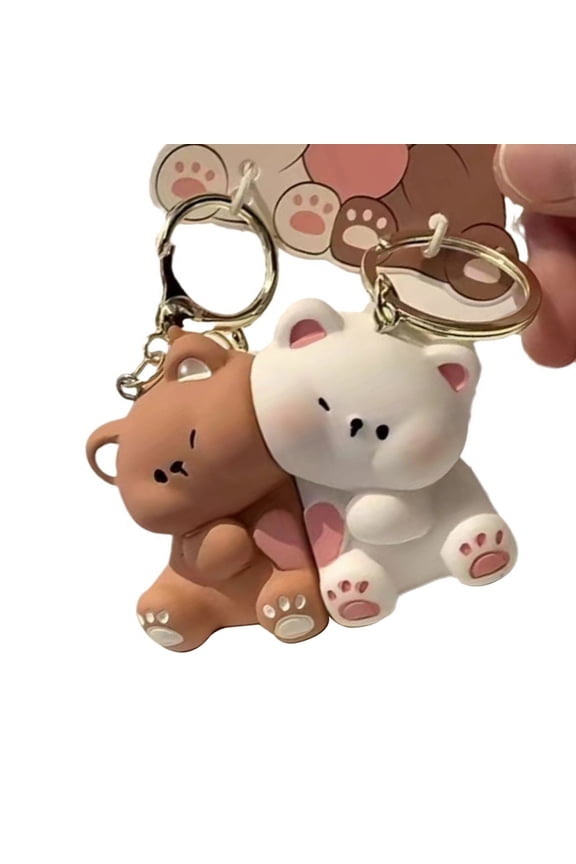 Cartoon Bear Couple Magnetic Keychains Resin Love Gift for Friend and Lovers