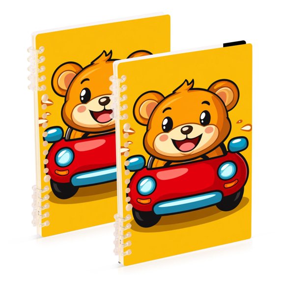 Cartoon Bear Drive The Car Notebook Detachable Coil Notebook Diary Plan Book A5 Size 60 Pages 1 Pack