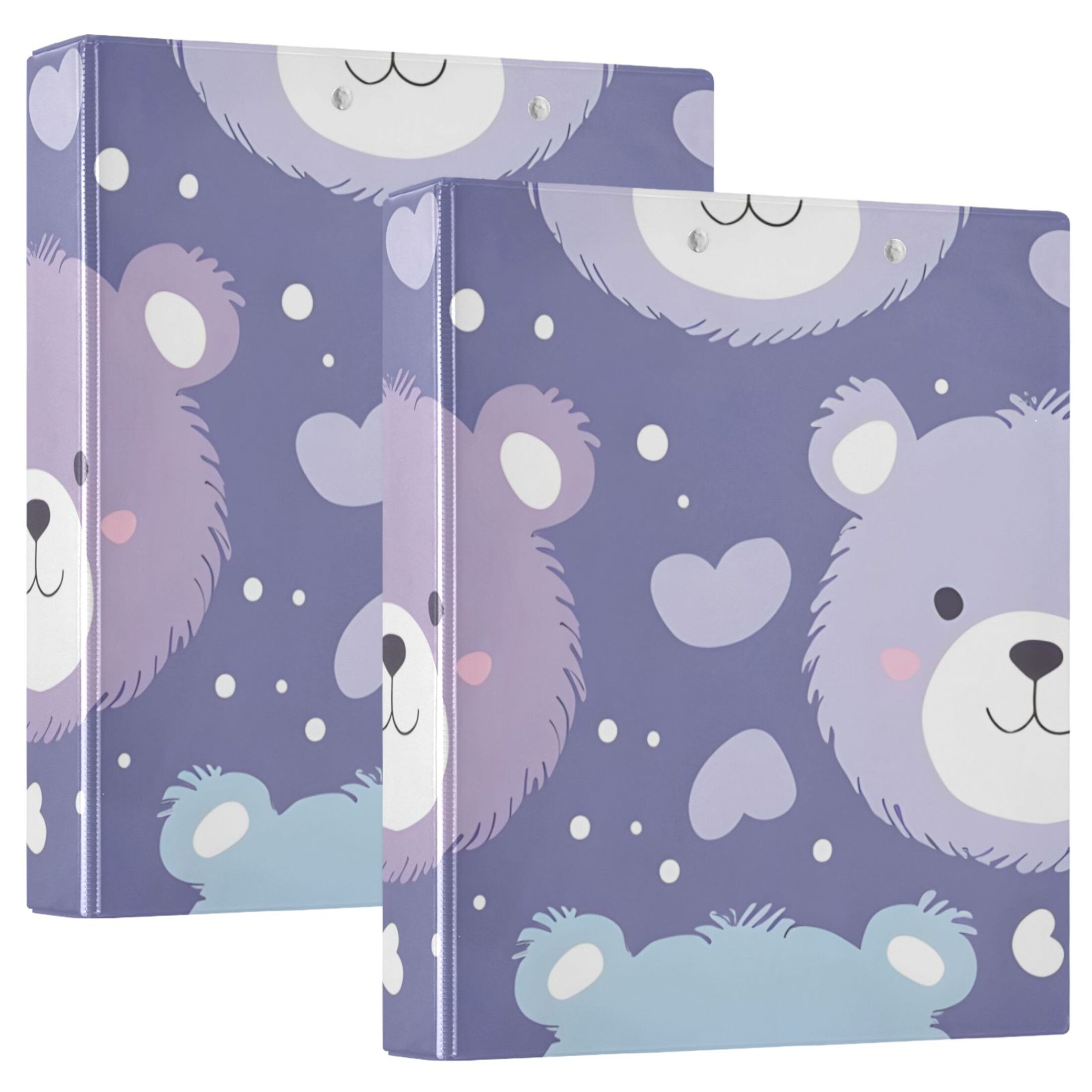 Cartoon Bear Face 3 Ring Binders 1.5 inch Hardcover File Folders with ...