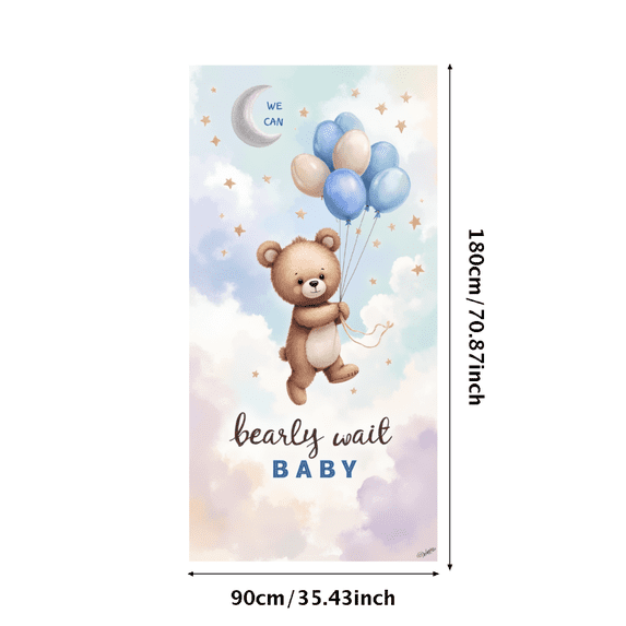 Cartoon Bear Happy Baby Shower Balloon Banner for New Baby Celebration Baby Shower Decoration Nursery Photo Shoot