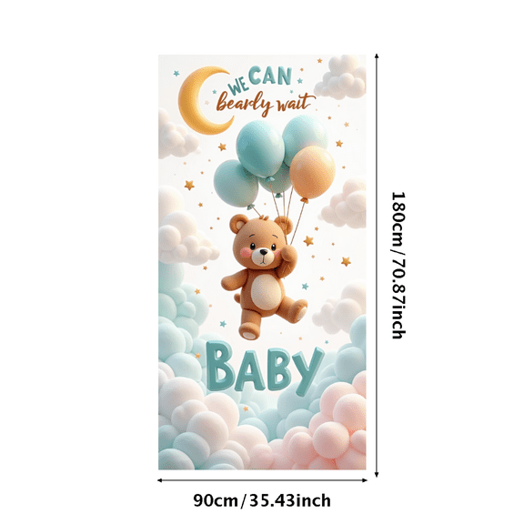 Cartoon Bear Happy Baby Shower Balloon Banner for New Baby Celebration Baby Shower Decoration Nursery Photo Shoot