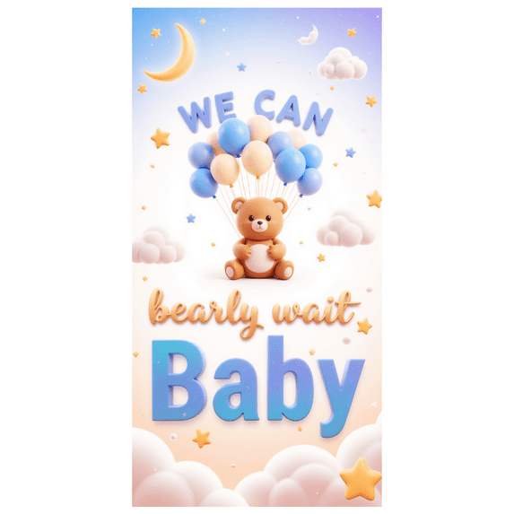 Cartoon Bear Happy Baby Shower Balloon Banner for New Baby Celebration Baby Shower Decoration Nursery Photo Shoot
